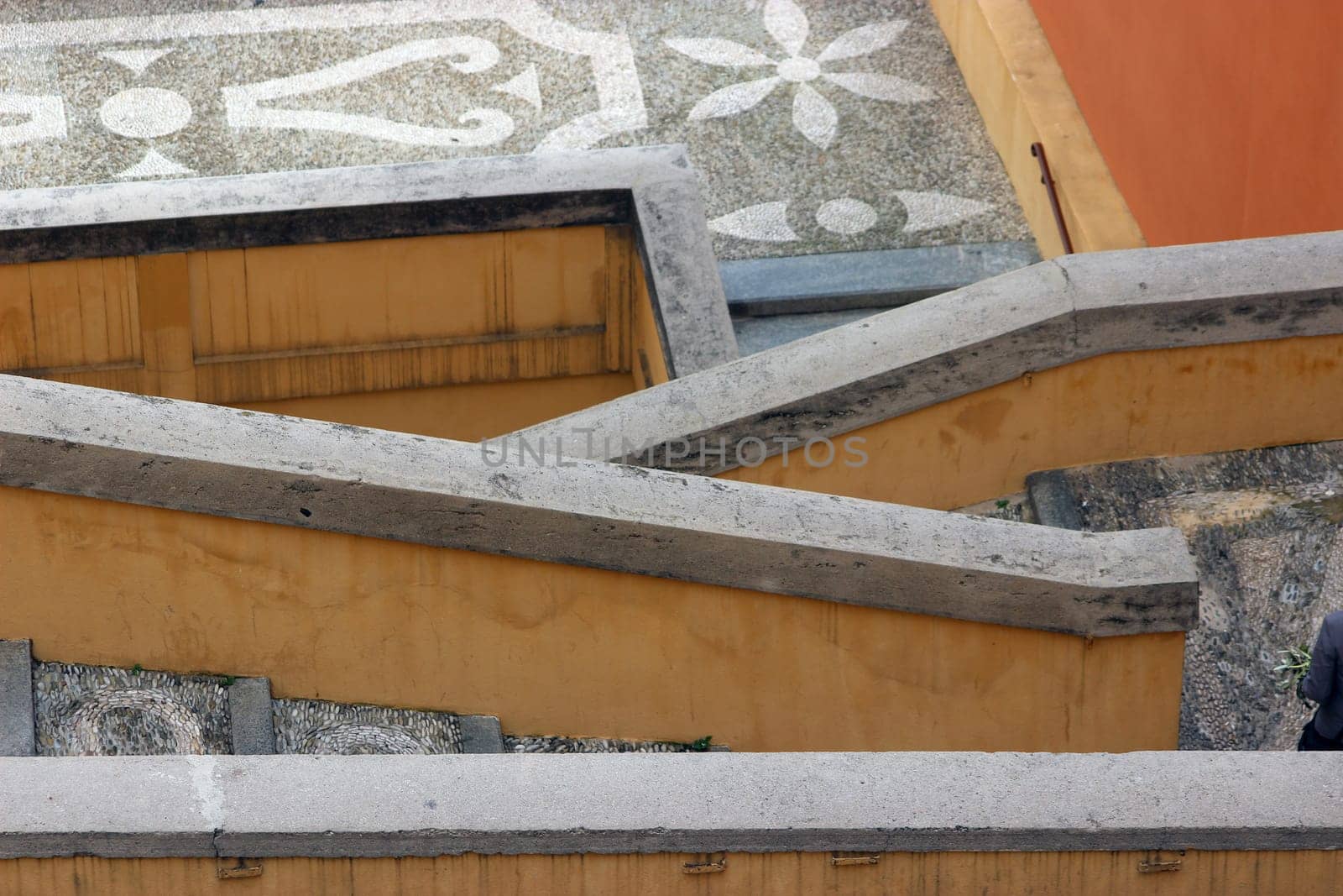 Old Stairs to go to Church Saint-Michel-Archange in Menton, French Riviera