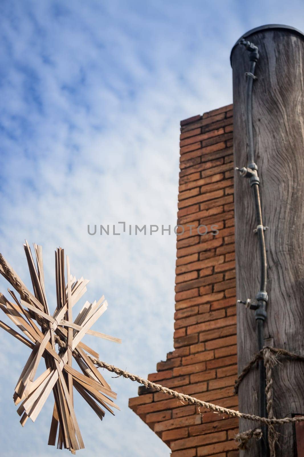 Sky and old brick wall,stock photo
