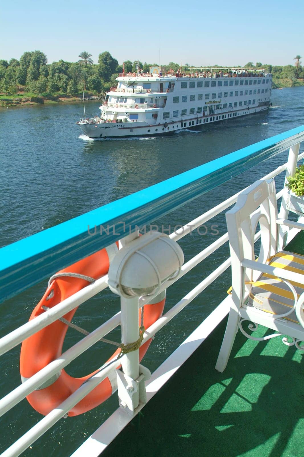 Egypt, Nile Valley, boat cruising on the Nile between Luxor and Aswan.