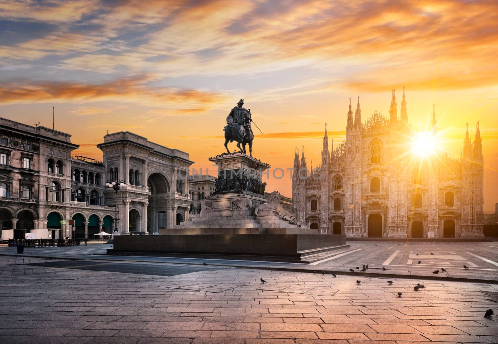 Duomo at sunrise, Milan, Europe.