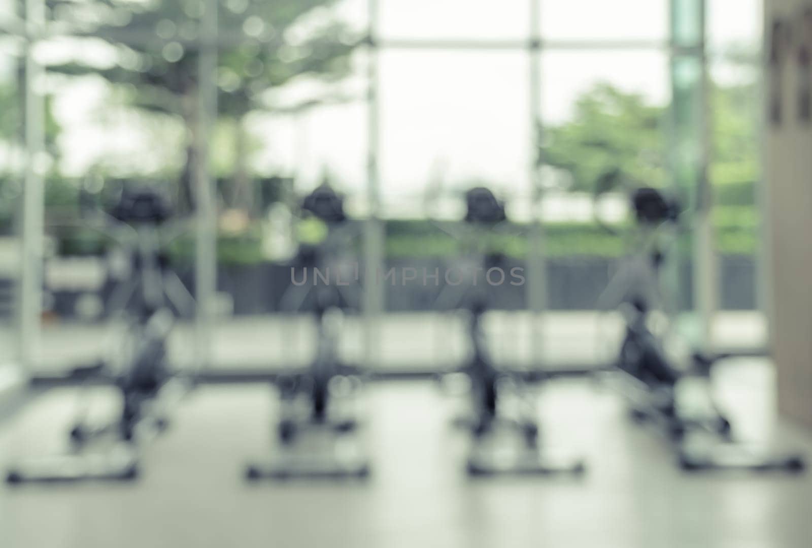 Abstract blur fitness and gym room interior background. Image for health concept