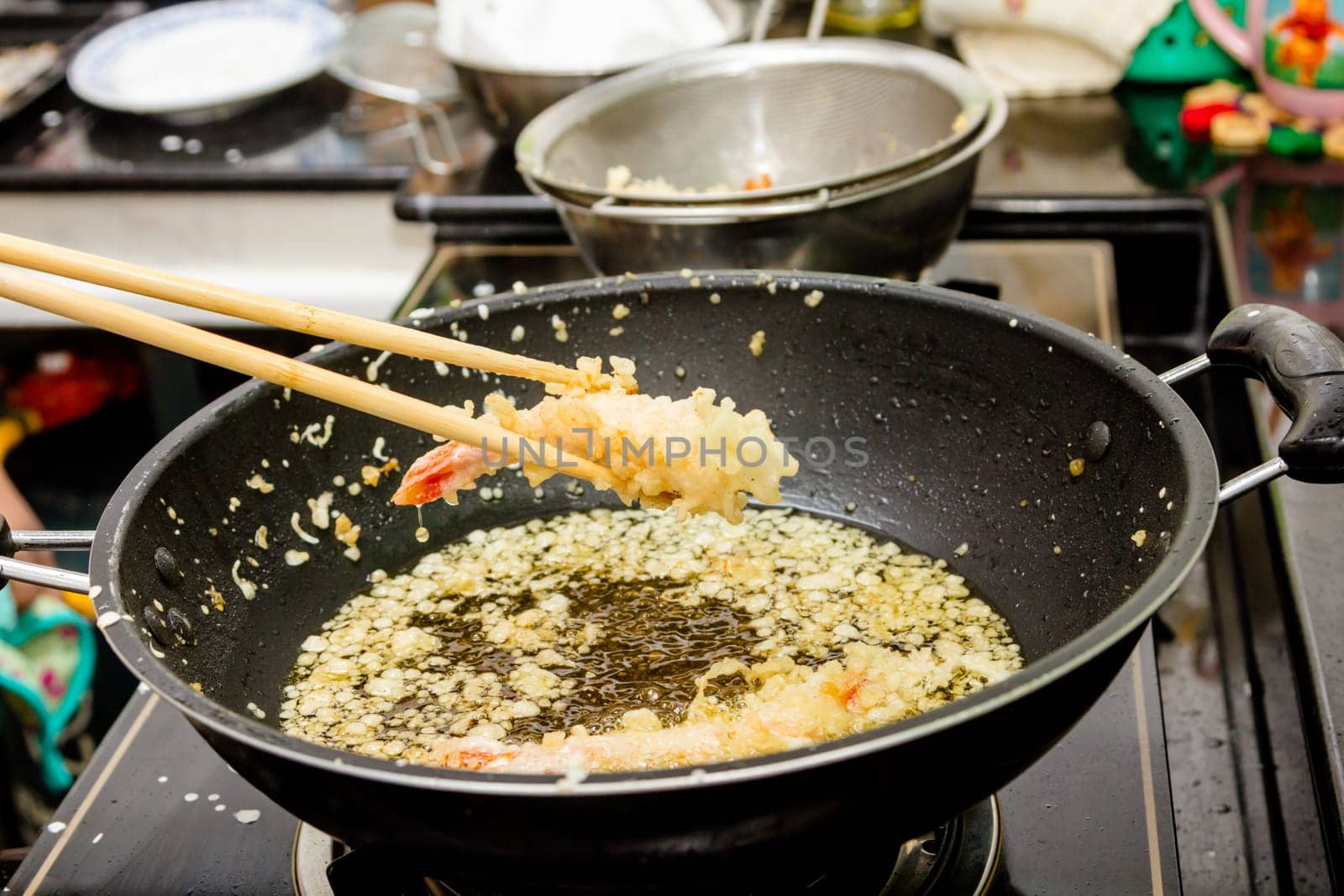Tempura Shrimps fried in a pan