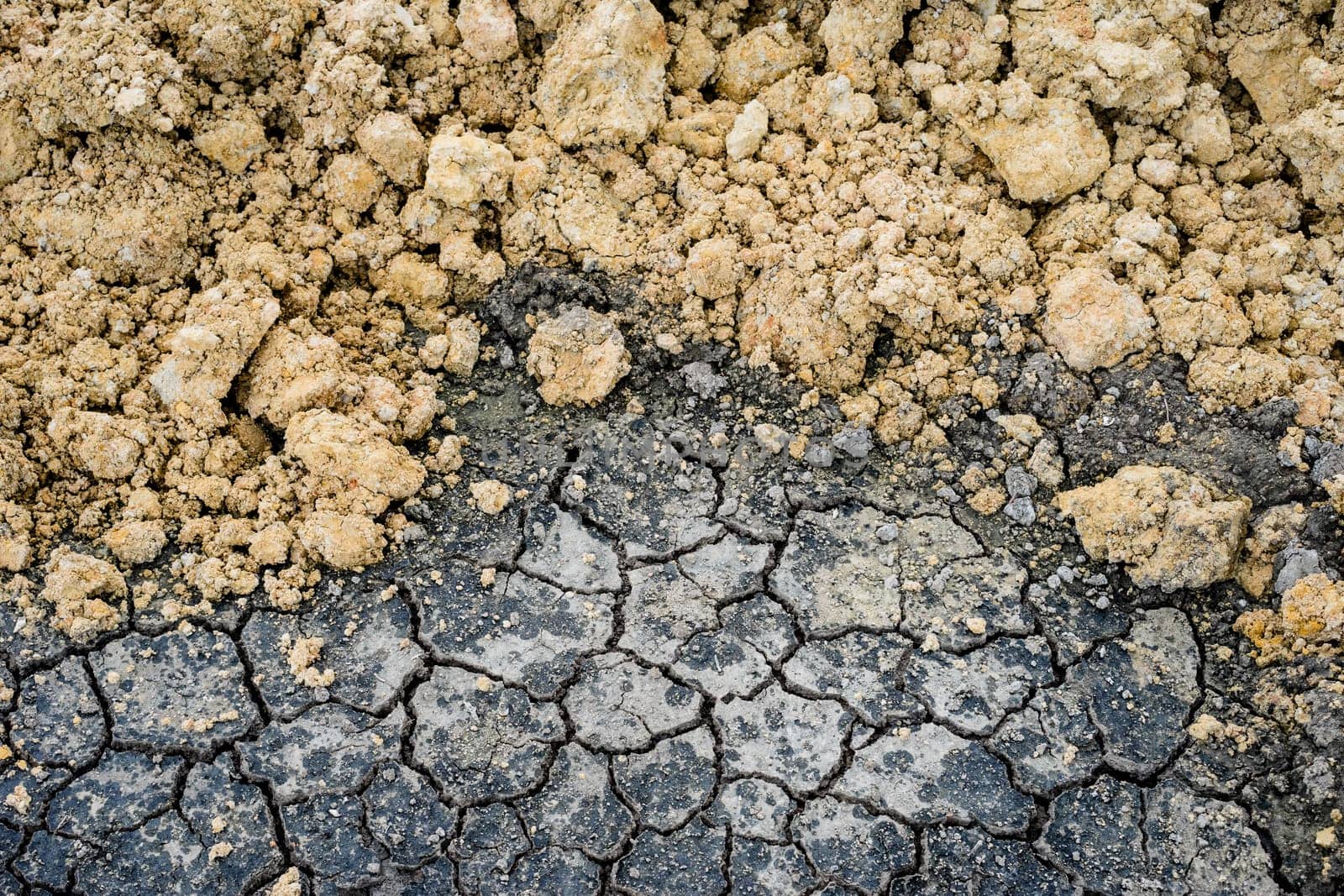 close up cracked clay ground into the dry season
