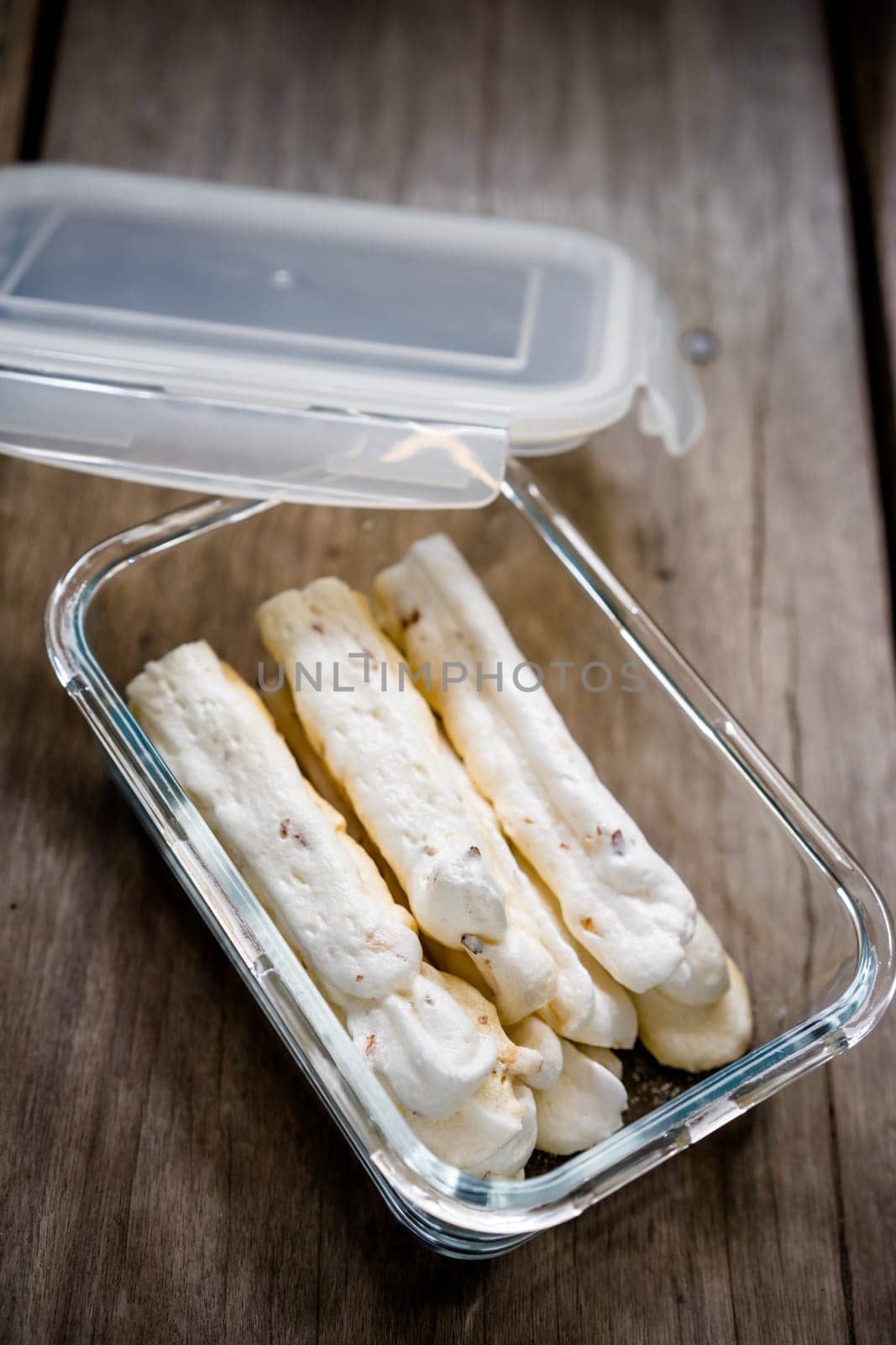 meringue dessert in plastic box