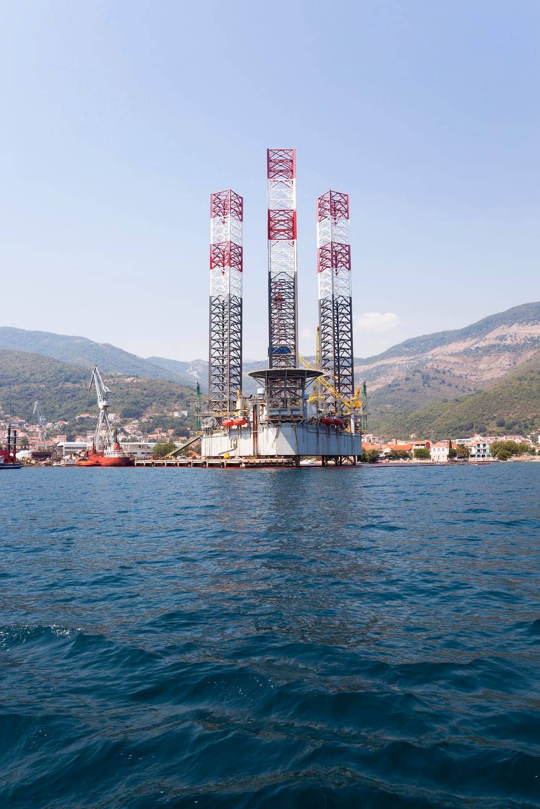 seaport on which mooring there are cargo ships. Montenegro