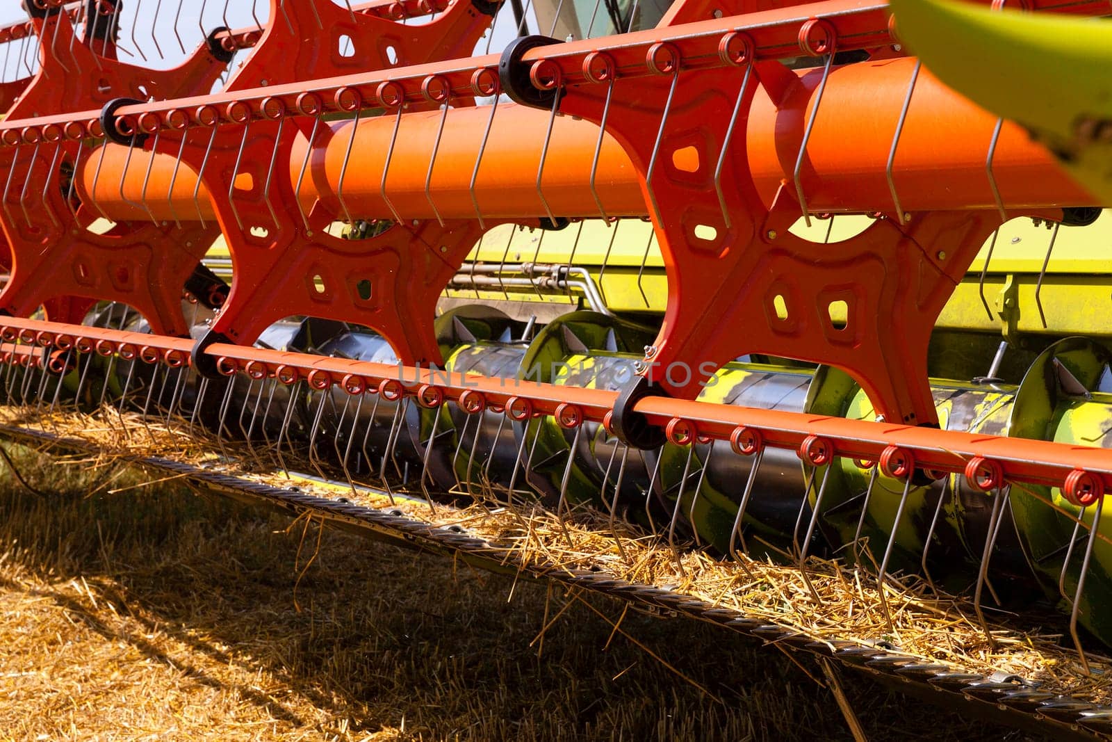 the combine harvesters photographed by a close up