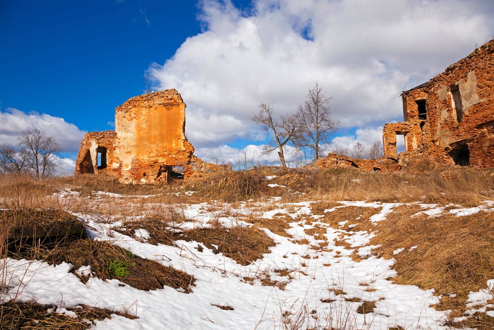 the photo of part of structures. fortress ruins. belarus