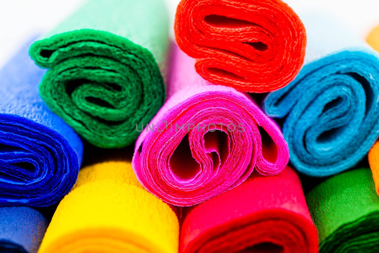 the multi colored crepe paper put together