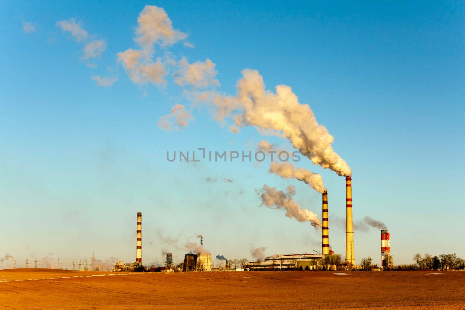 the power plant with columns photographed by a close up. Belarus