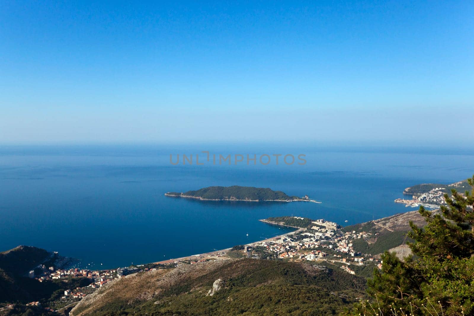 the sea bay photographed from a height. Montenegro