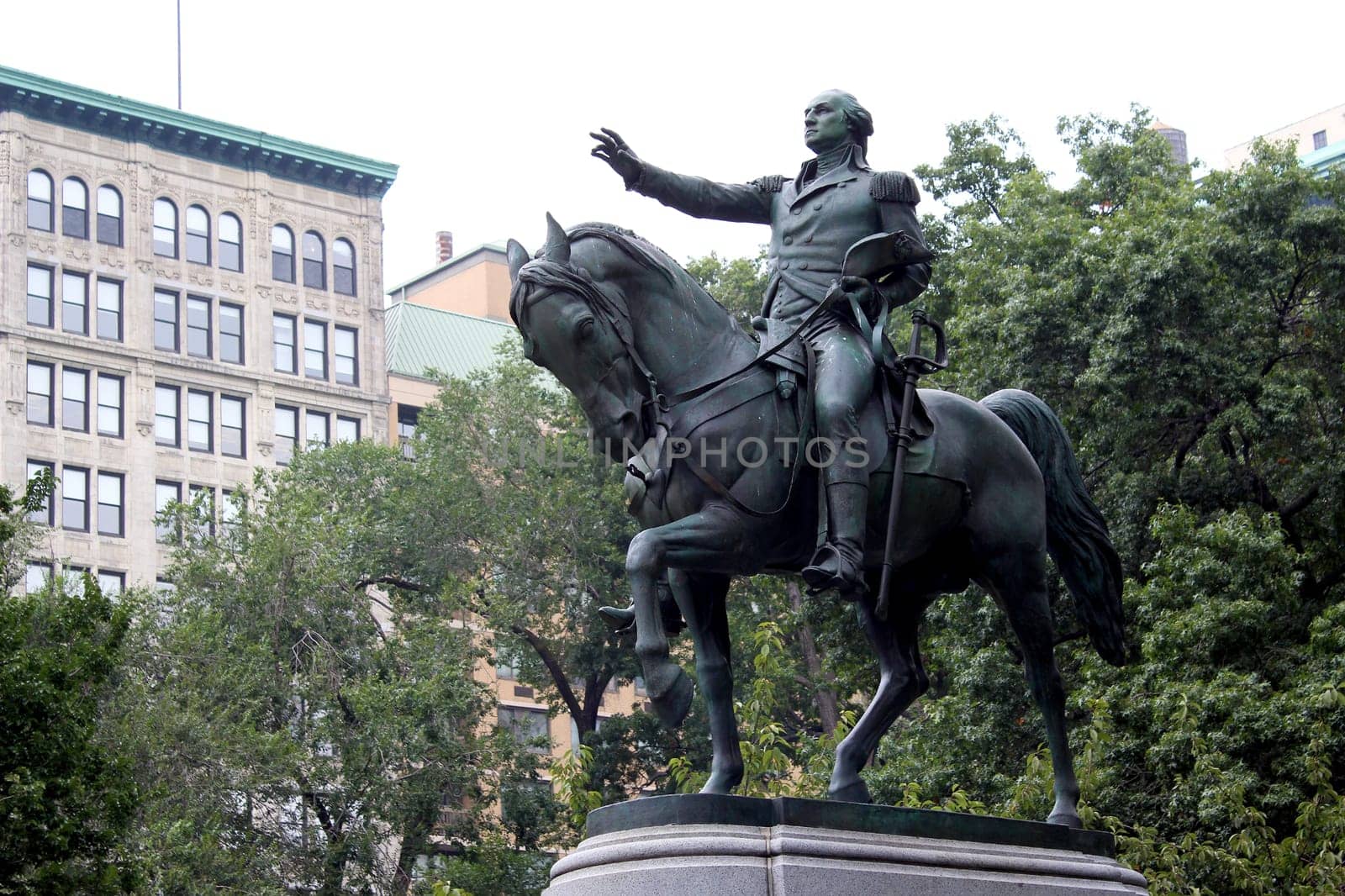 Equestrian statue of General George Washington, in the south side of Union Square. New York City