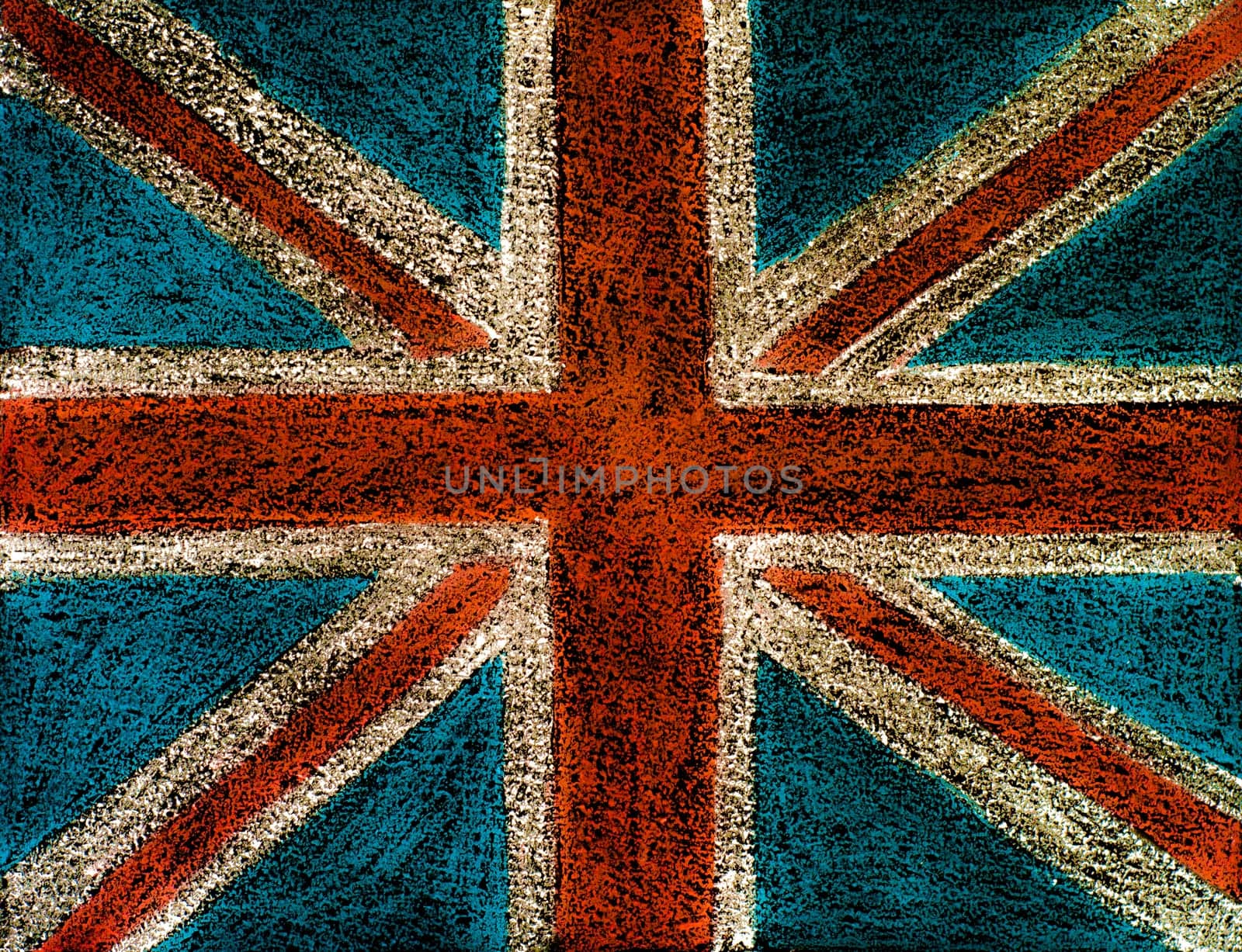 United Kingdom (British Union jack) flag, hand drawing with chalk on blackboard, vintage concept