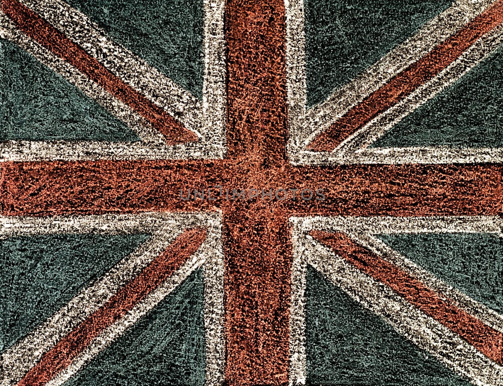 United Kingdom (British Union jack) flag, hand drawing with chalk on blackboard, vintage concept