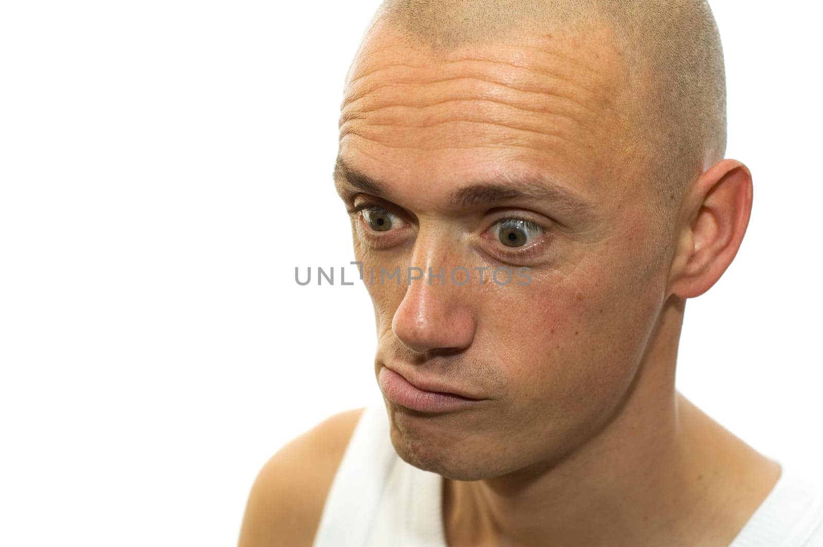 This man is strangled in his thoughts, he doesn't understand a thing.