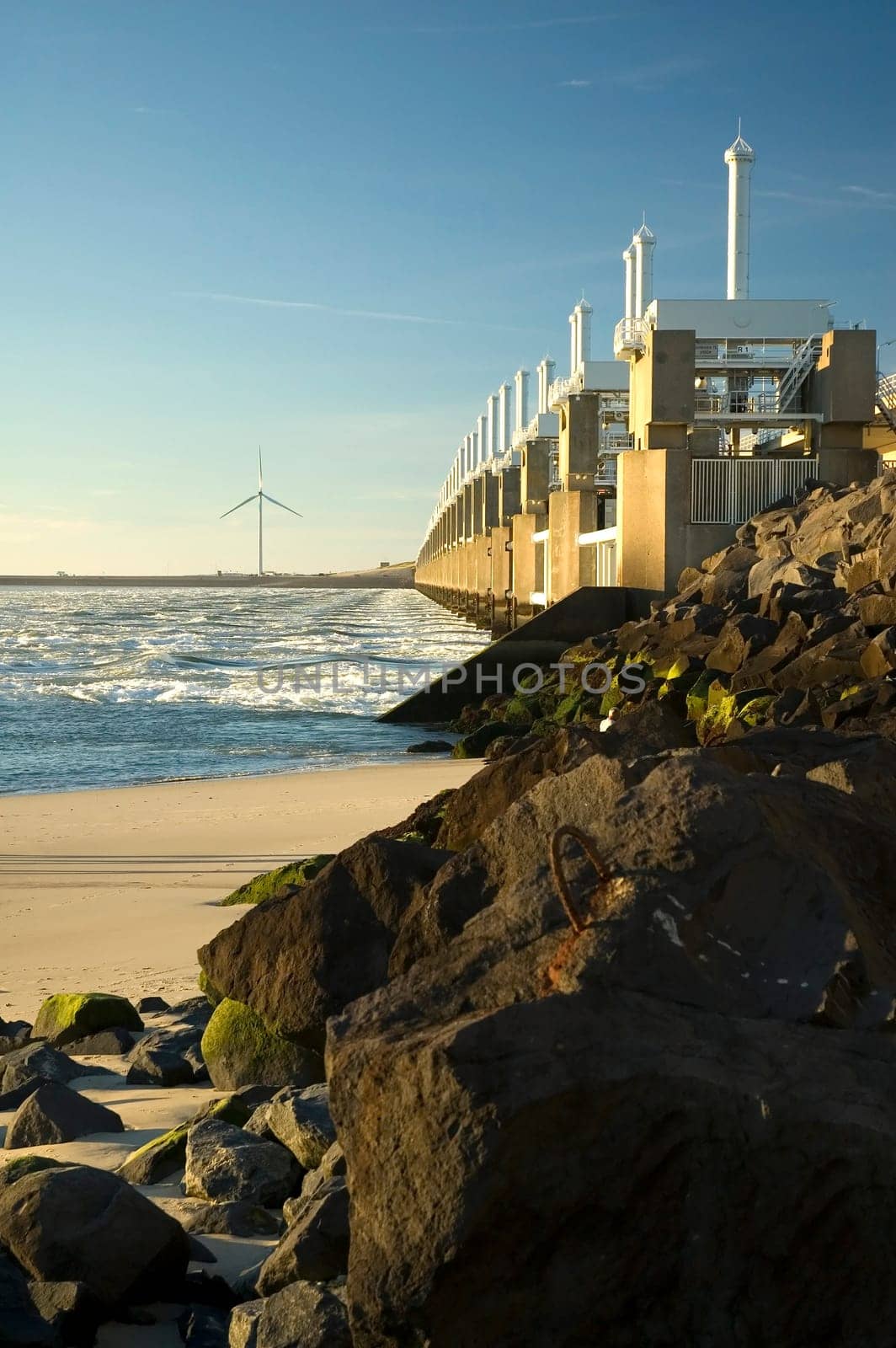 Storm surge barrier in Zeeland, Holland. Build after the storm disaster in 1953.