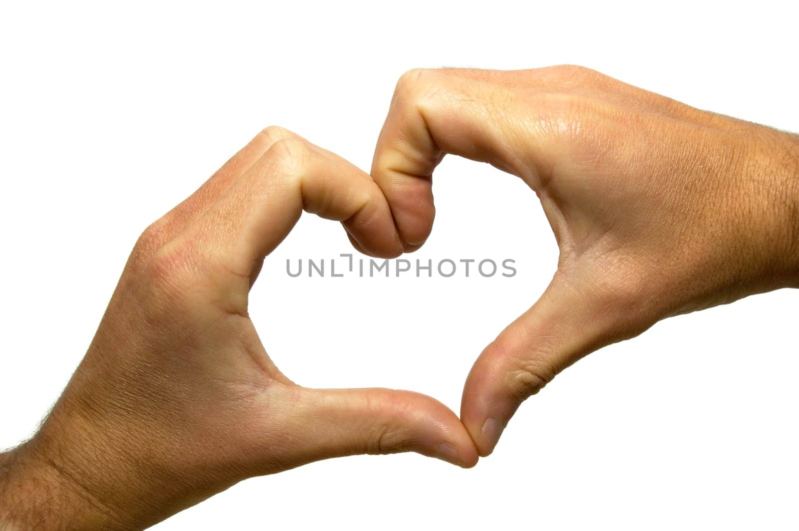 Hands forming the shape of a heart. Isolated on white, so the heart can be filled with whatever you need.