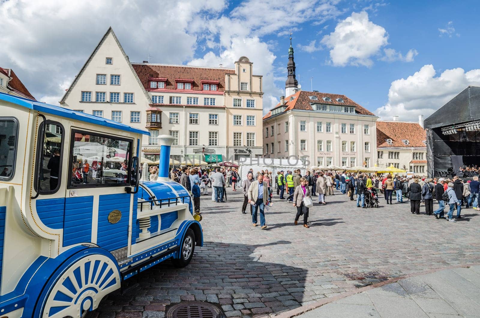 TALLINN, ESTONIA - MAY 31: People walk down the street in the Old Town Celebration Days On May 31, 2015 In Tallinn.