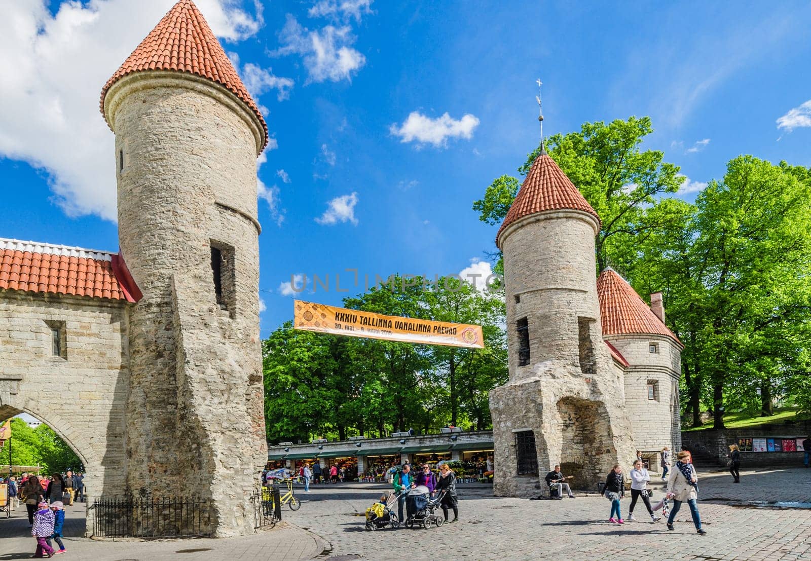 TALLINN, ESTONIA - MAY 31: People walk down the street in the Old Town Celebration Days On May 31, 2015 In Tallinn.