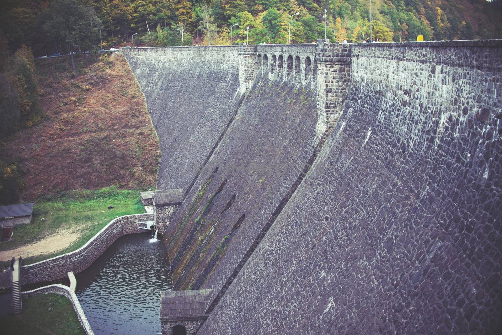 old stone dam wall,vintage effect