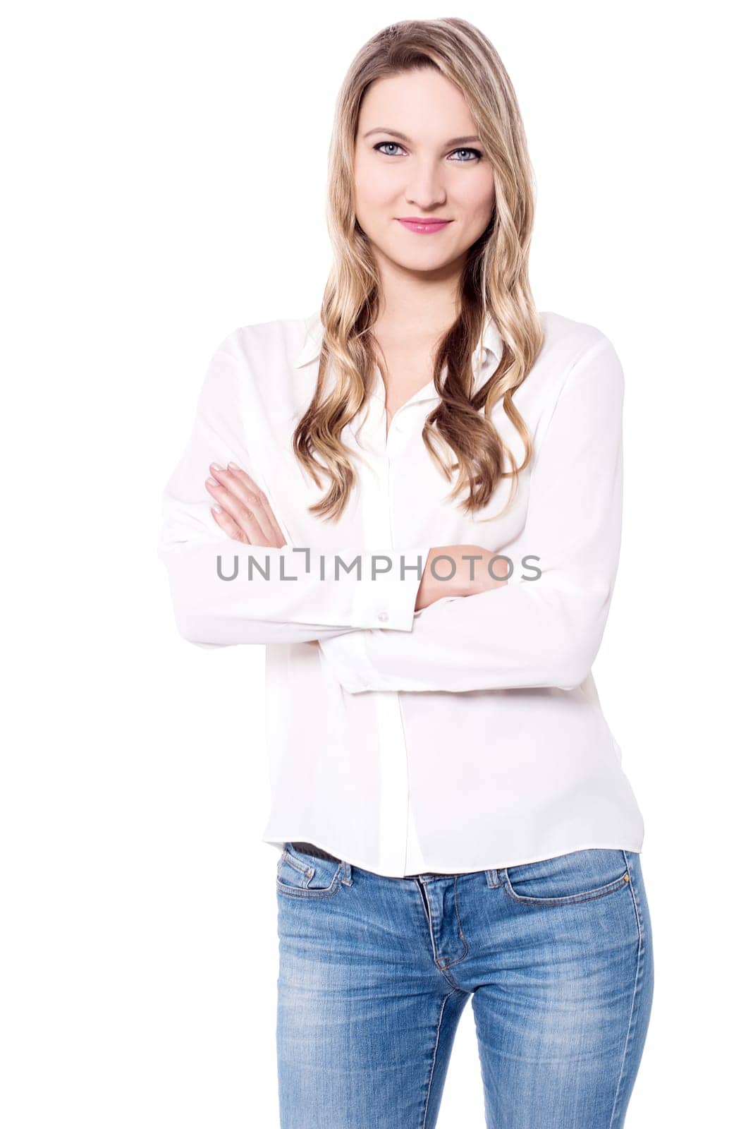 Pretty confident woman with folded arms