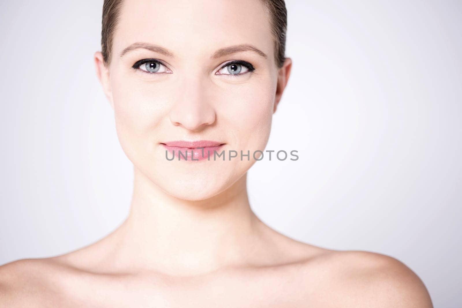 Delighted woman with attractive looks