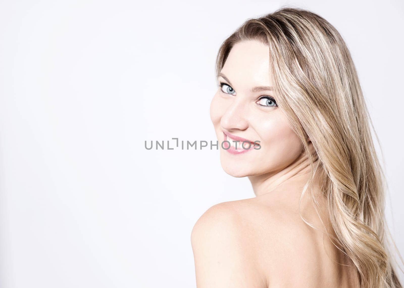 Portrait  of attractive lady  turning back