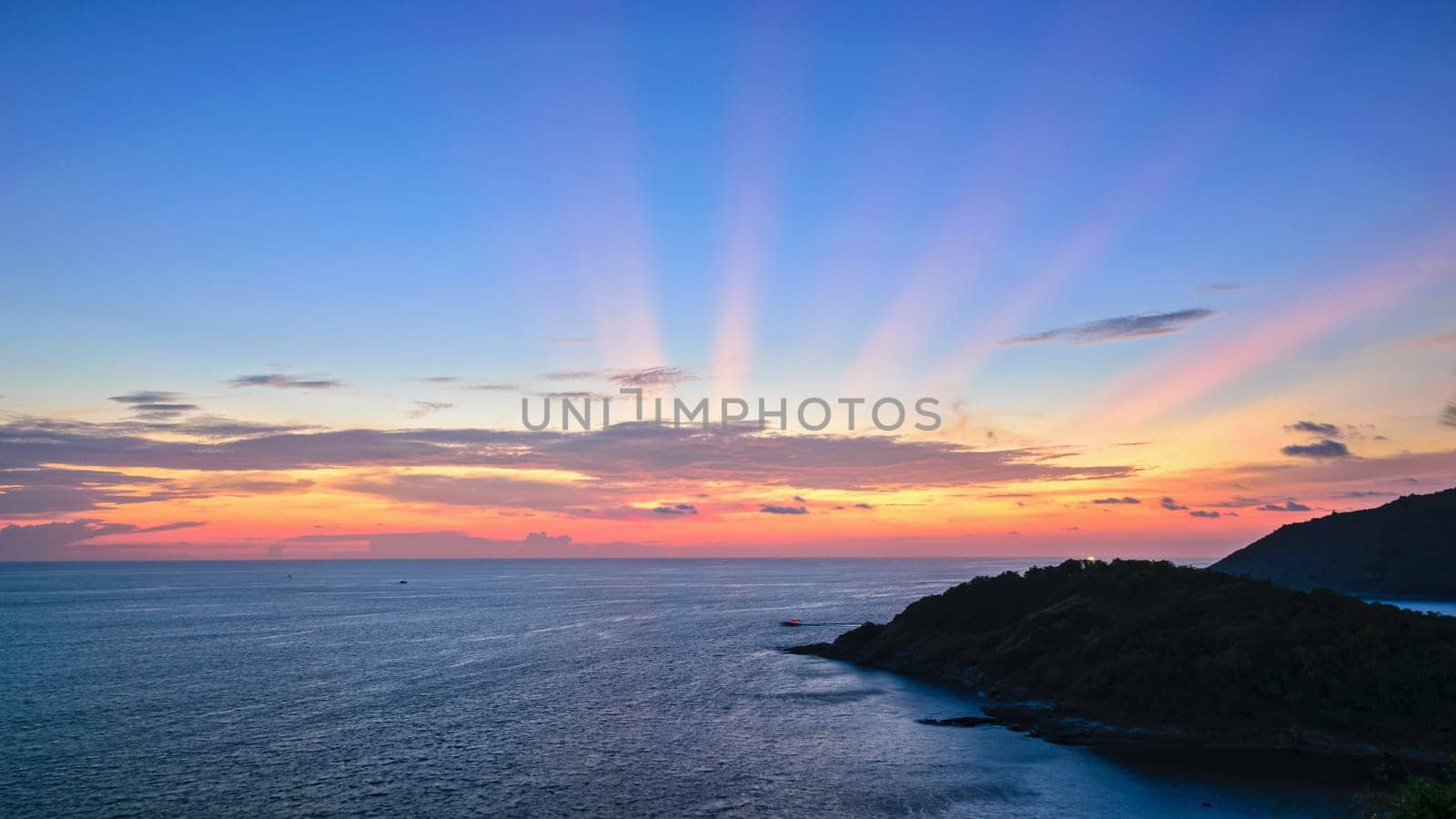 High angle view beautiful landscape of sunset over the Andaman sea from Laem Phromthep Cape scenic point is a famous attractions of Phuket Province in Thailand, 16