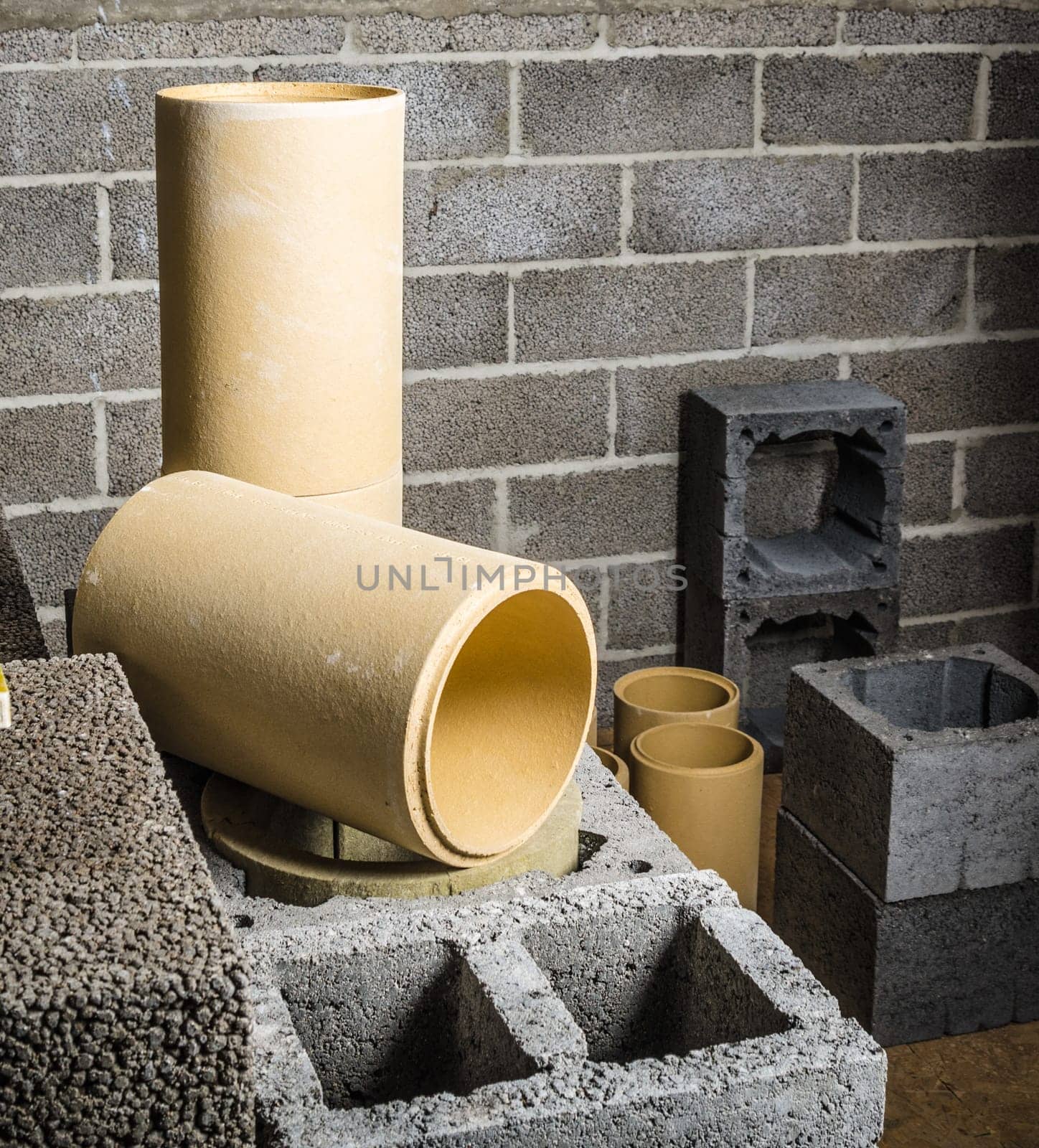 Construction of modular ceramic chimney in the house