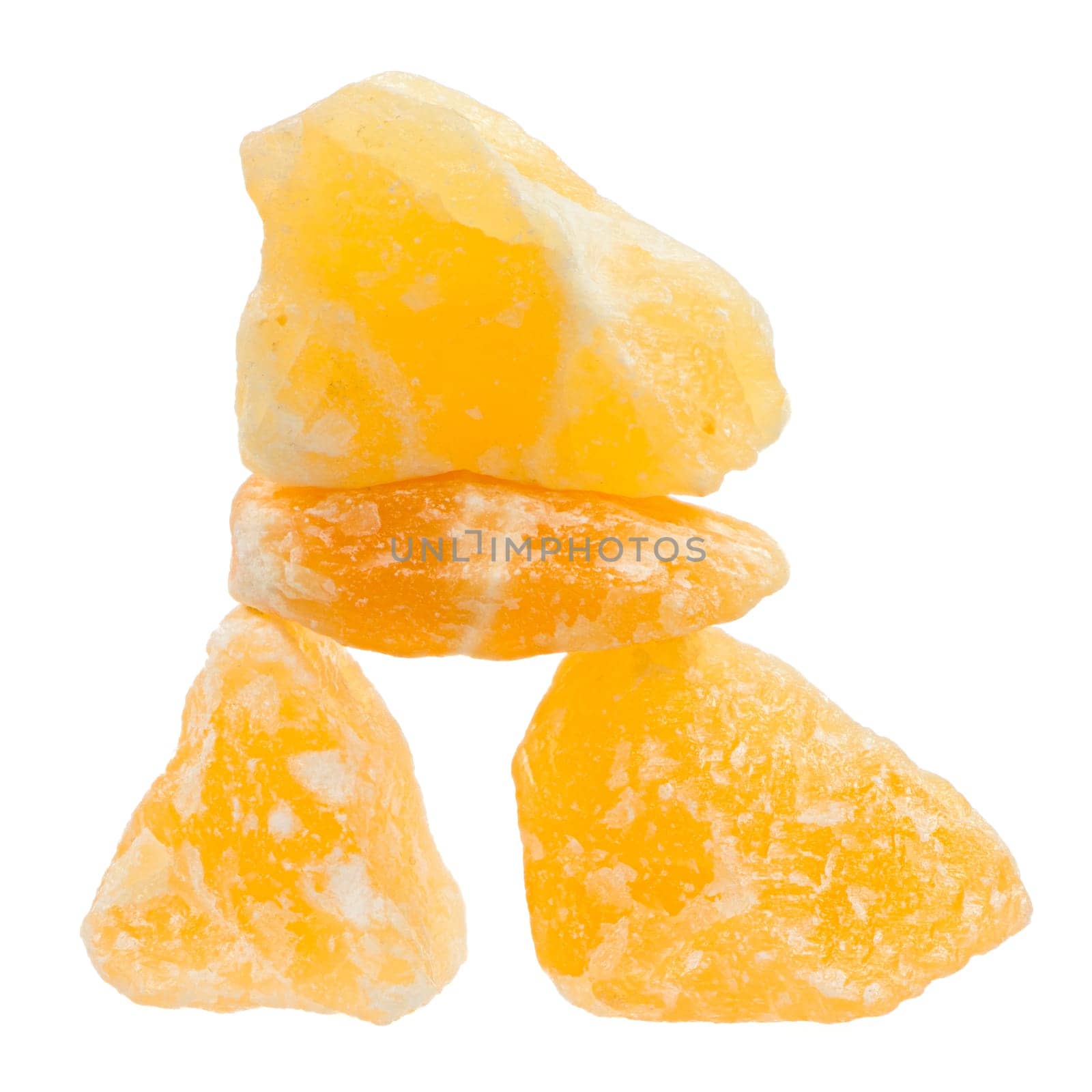 Isolted balanced orange calcite healing stones