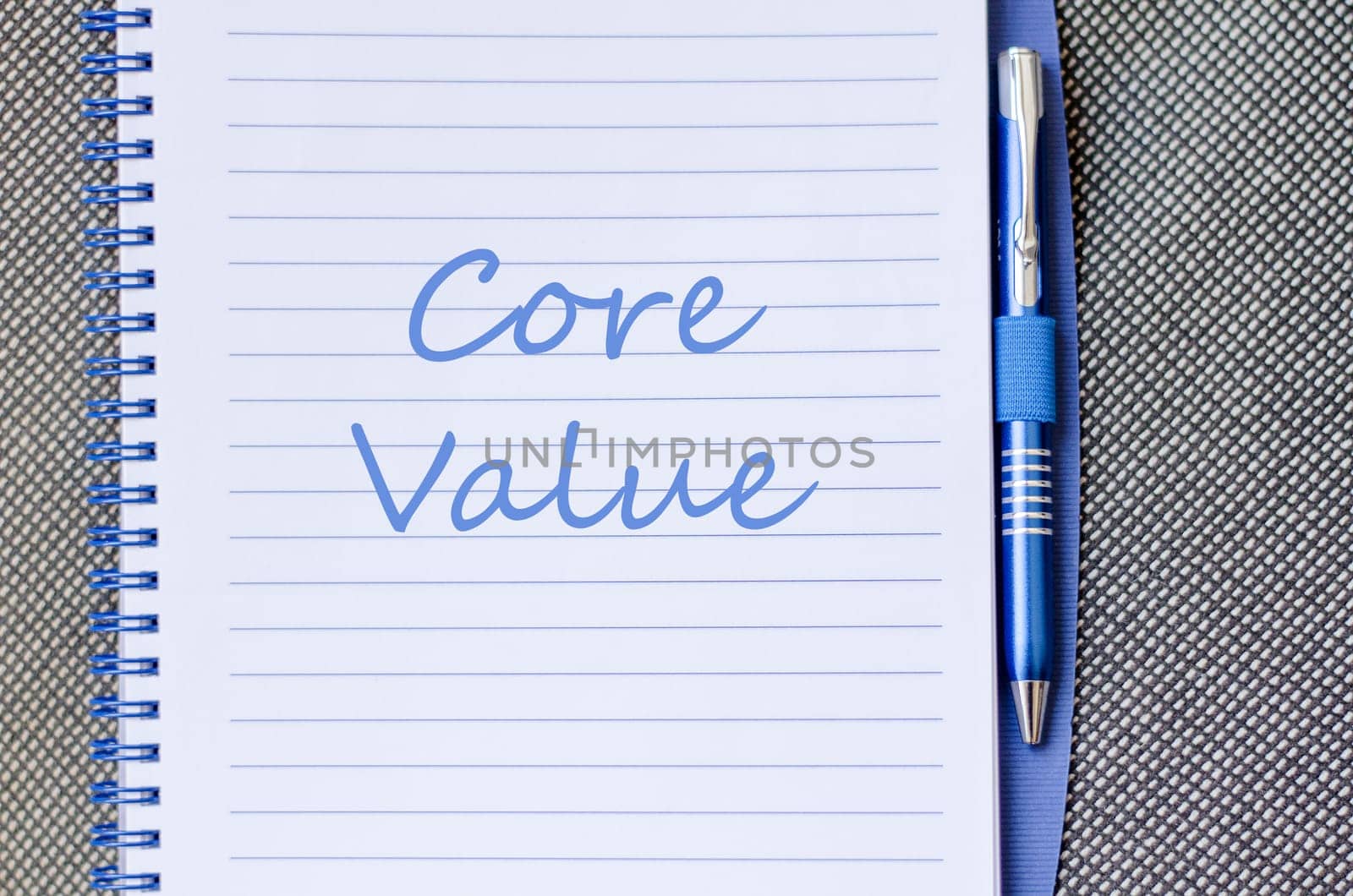 Core value text concept write on notebook