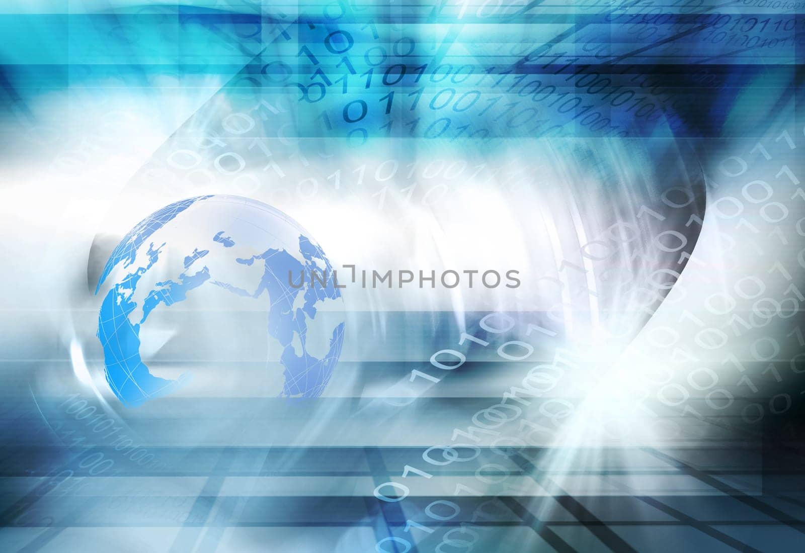 Futuristic Digital World Background, Digital Binaray Code  Numbers.