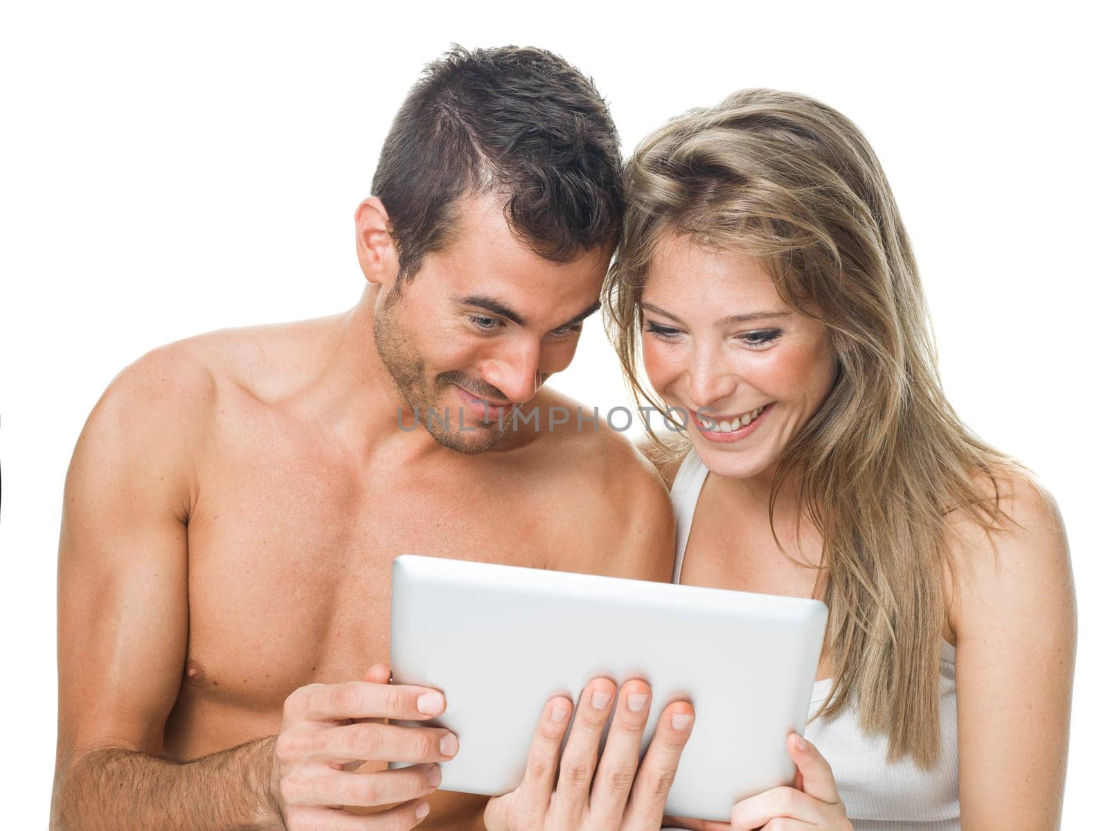 sexy man and woman making plans together