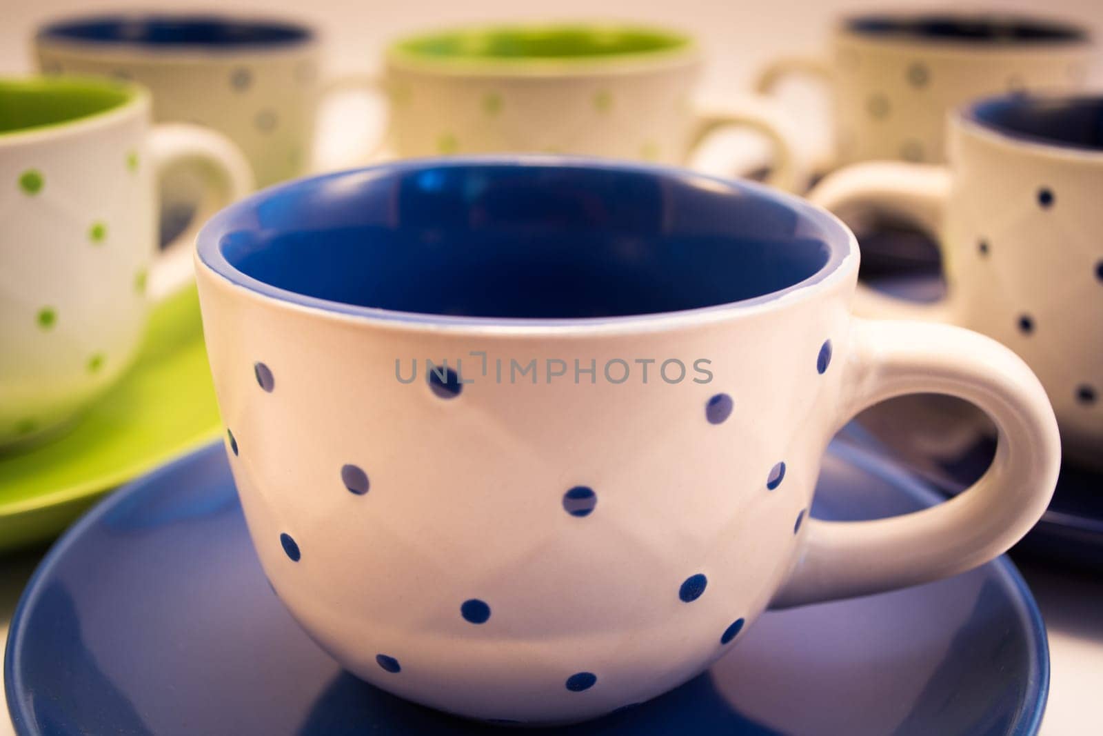 Coffee cups aranged, and ready to be filled with coffee
