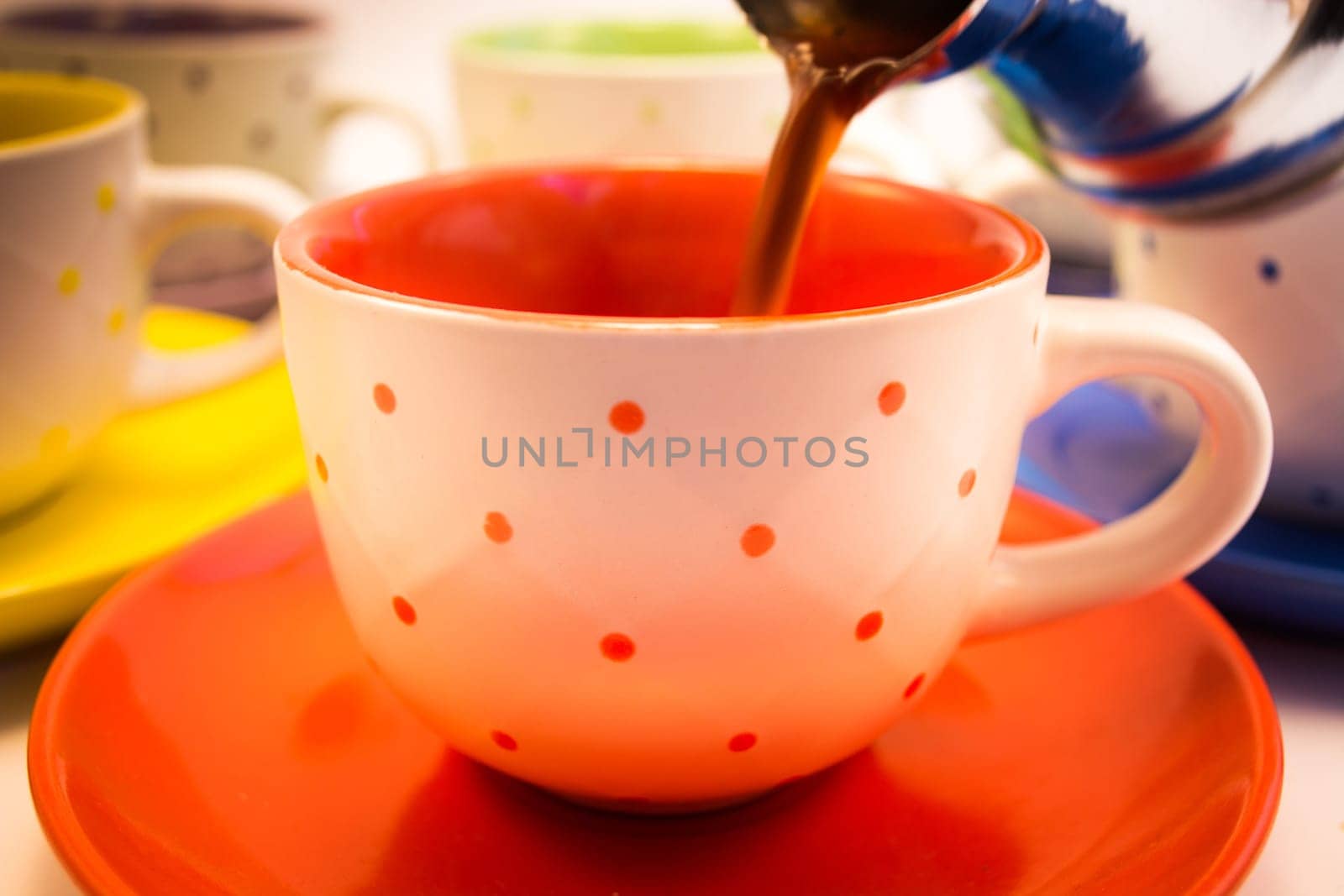 Coffee cups aranged, and ready to be filled with coffee