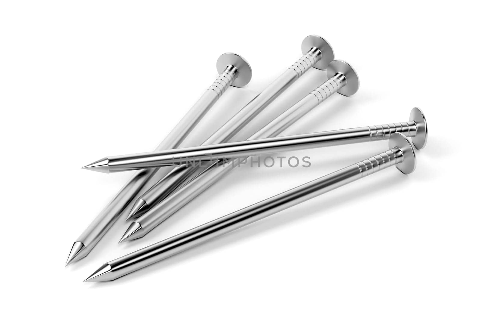 Group of steel nails on white background