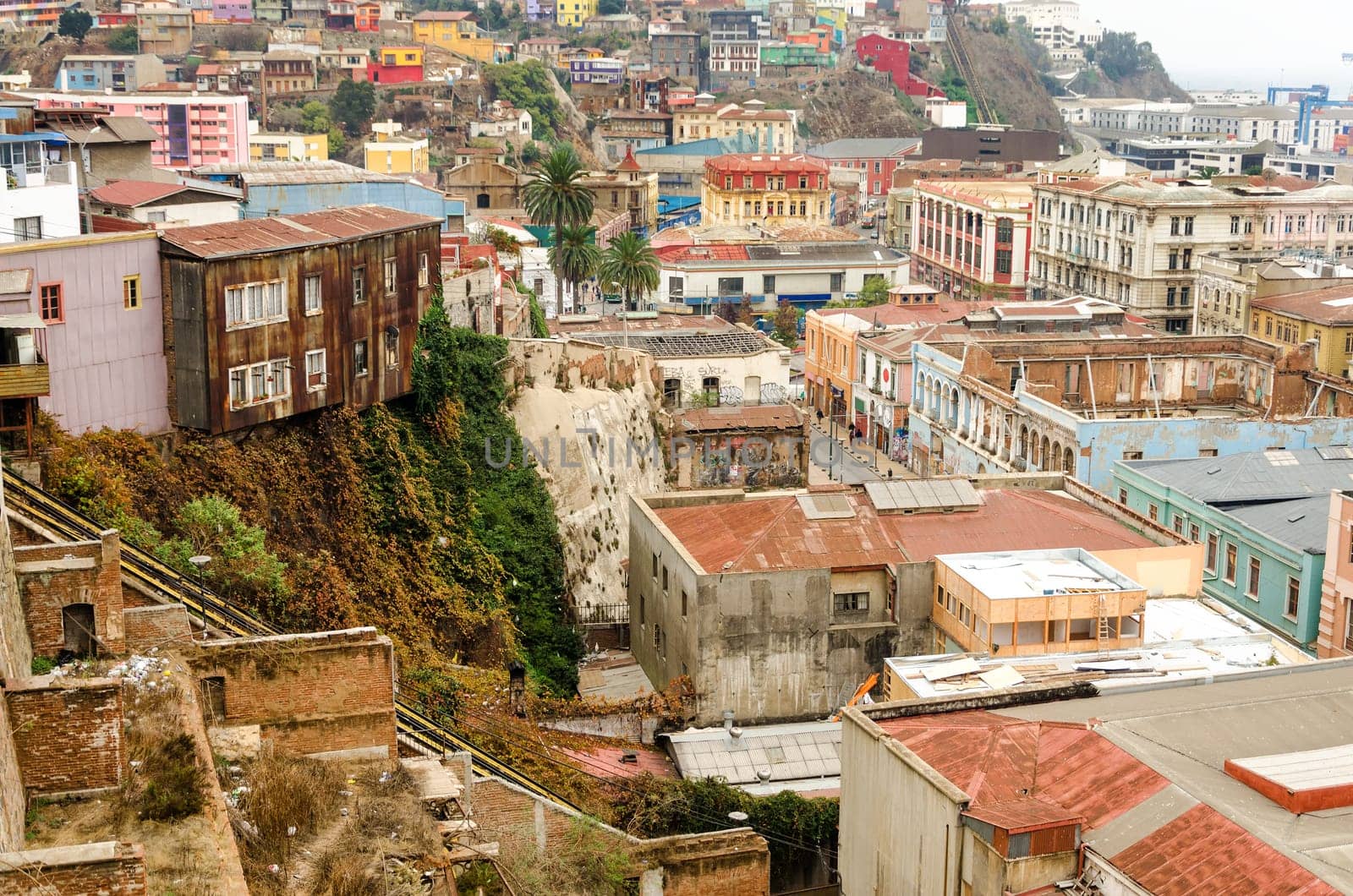 View of the center of the UNESCO World Heritage city of Valparaiso, Chile