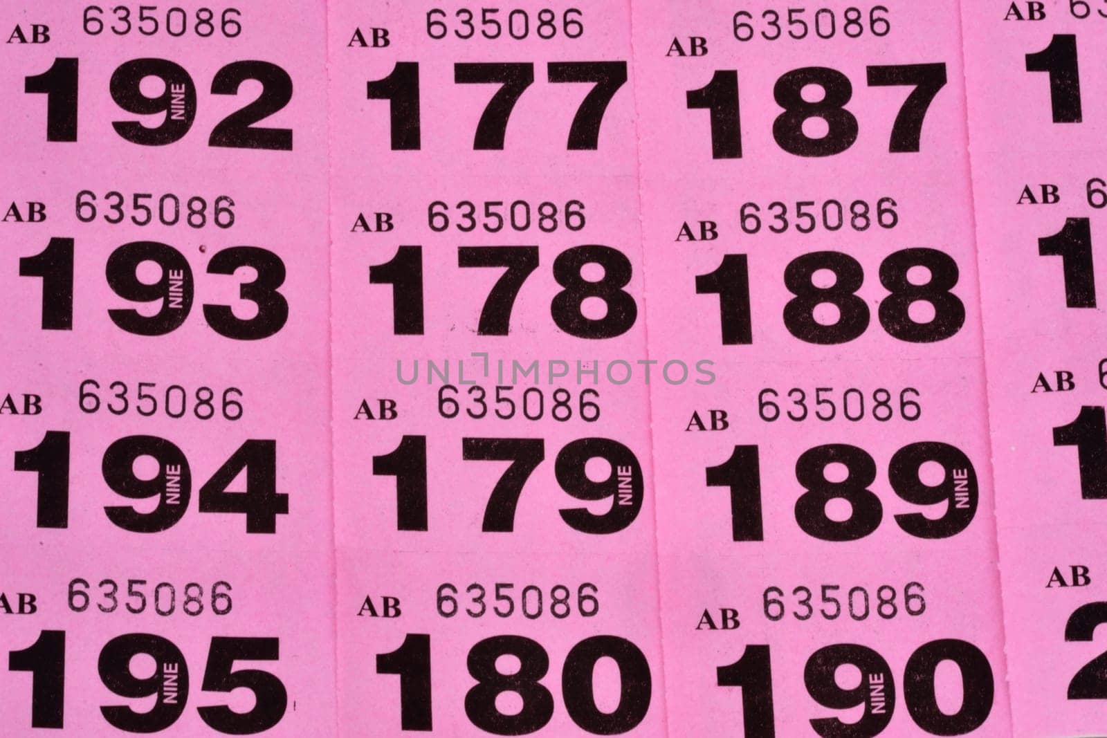 Rows of raffle tickets