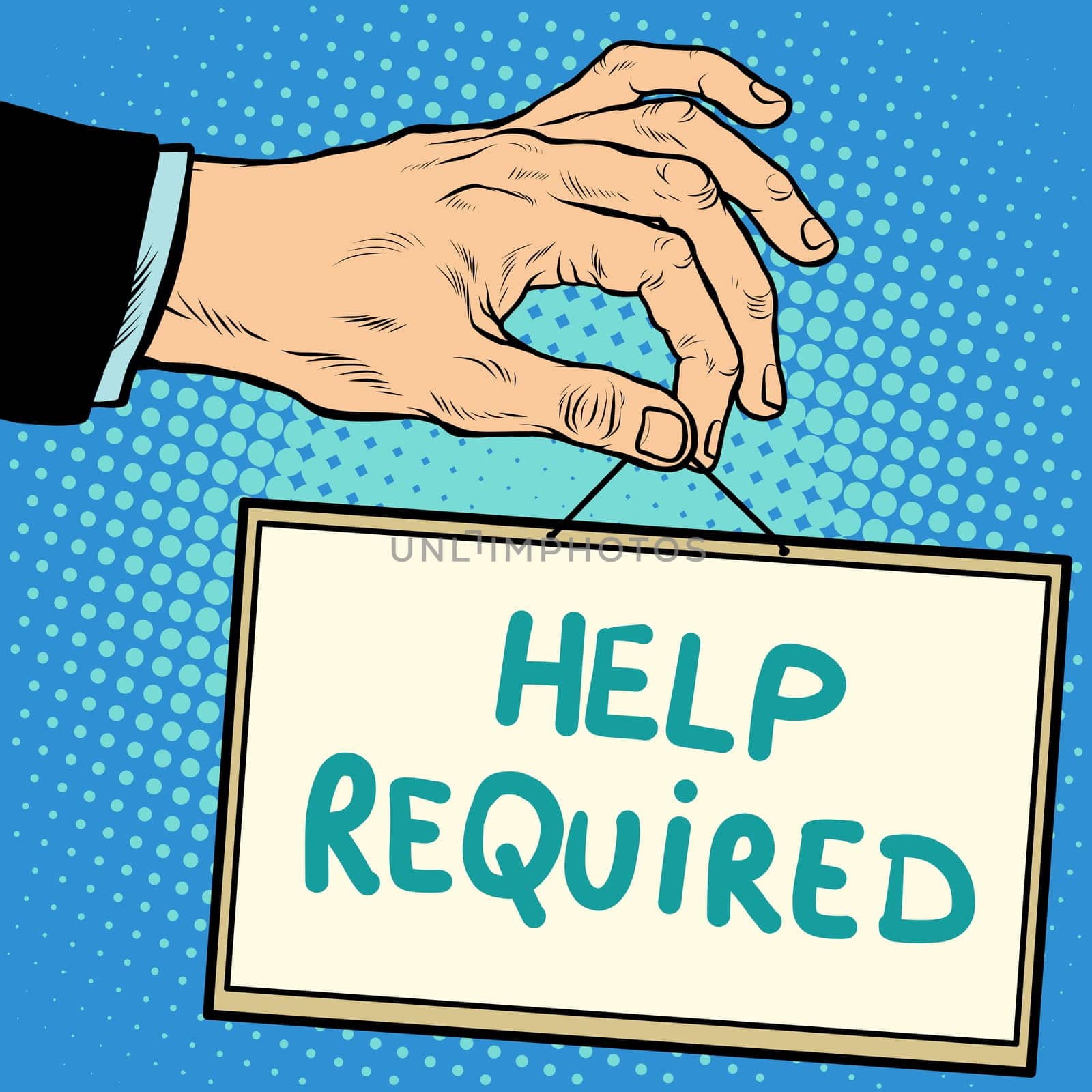 Hand sign help required pop art retro style. Lettering plate name text input.