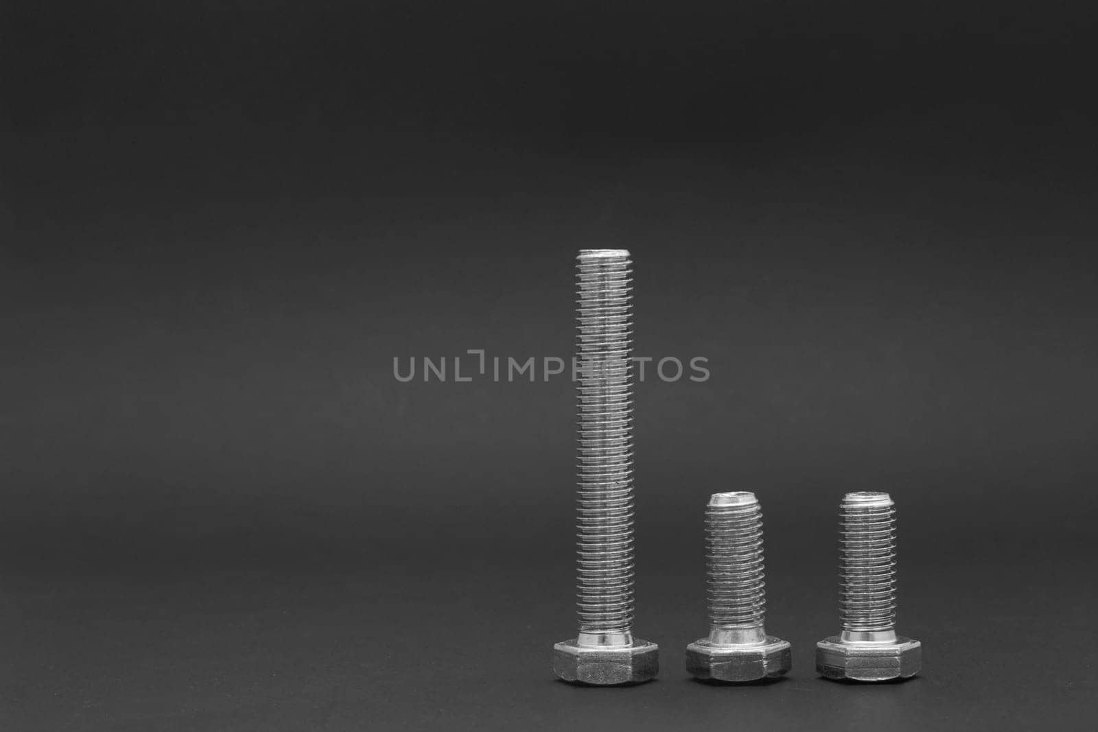 A group of stainless bolts