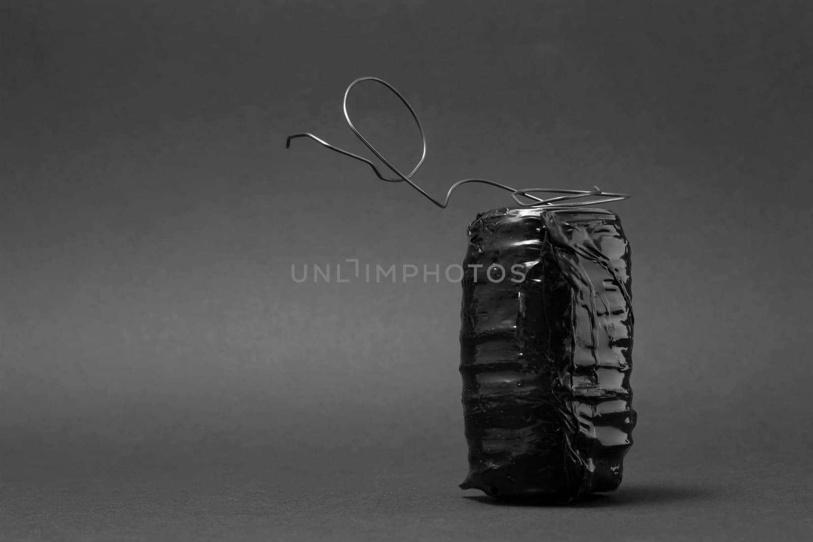 close up of wire isolated on gray background