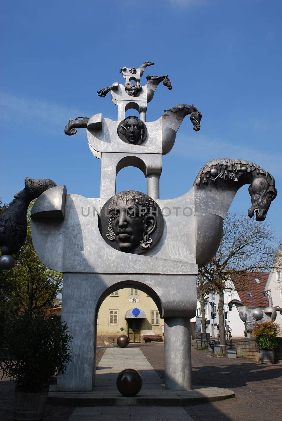 Tower of Grey Horses Bietigheim Bissingen Baden Würtemberg Metal Modern Sculpture Metal Sculpture Crafts Jürgen Goertz Hillerplatz 74321