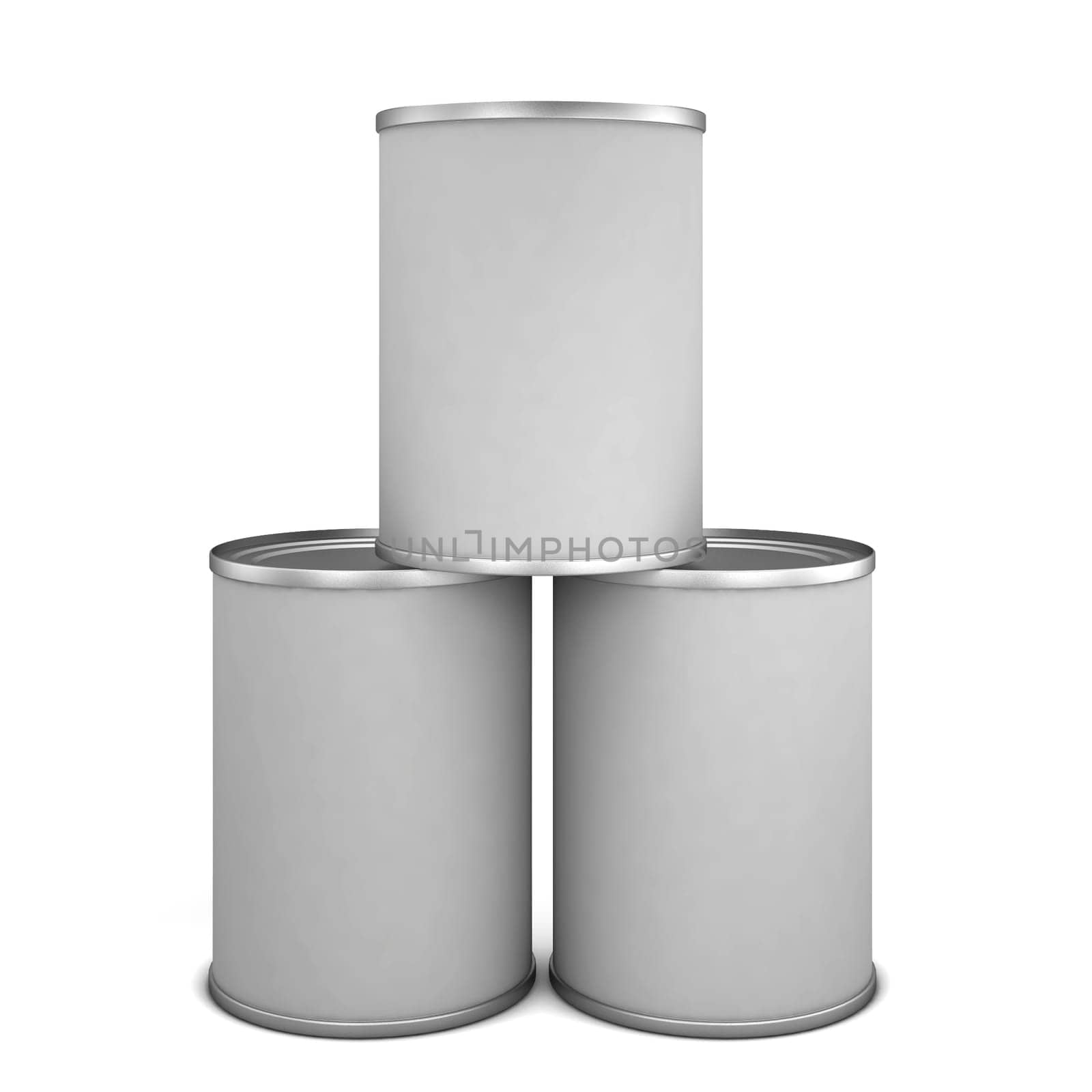 Tin cans. 3d illustration isolated on white background