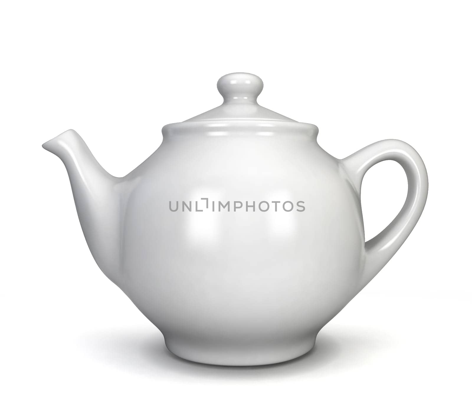 White teapot. 3d illustration isolated on white background