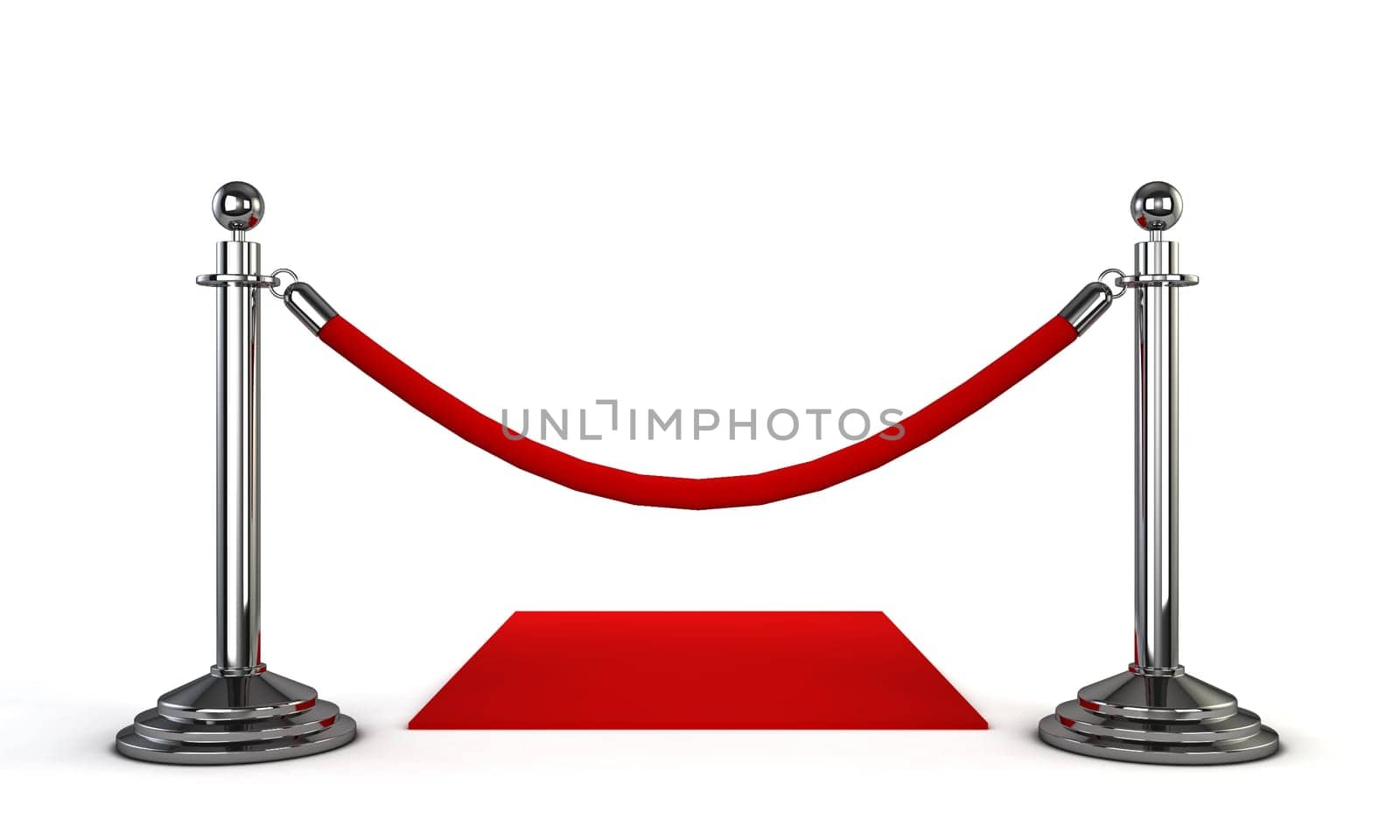 Red carpet. 3d illustration isolated on white background