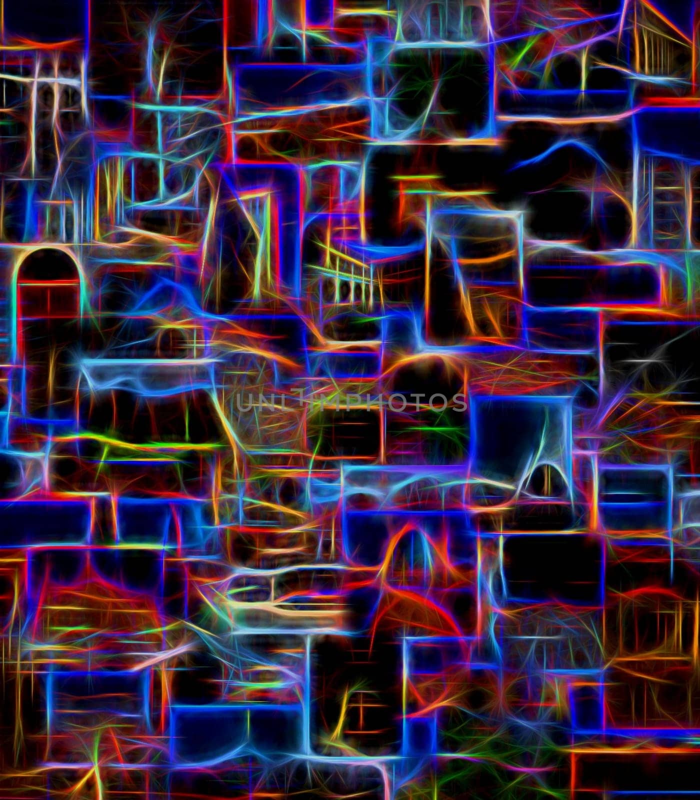 Digital manipulated image of an collage with neon effect.