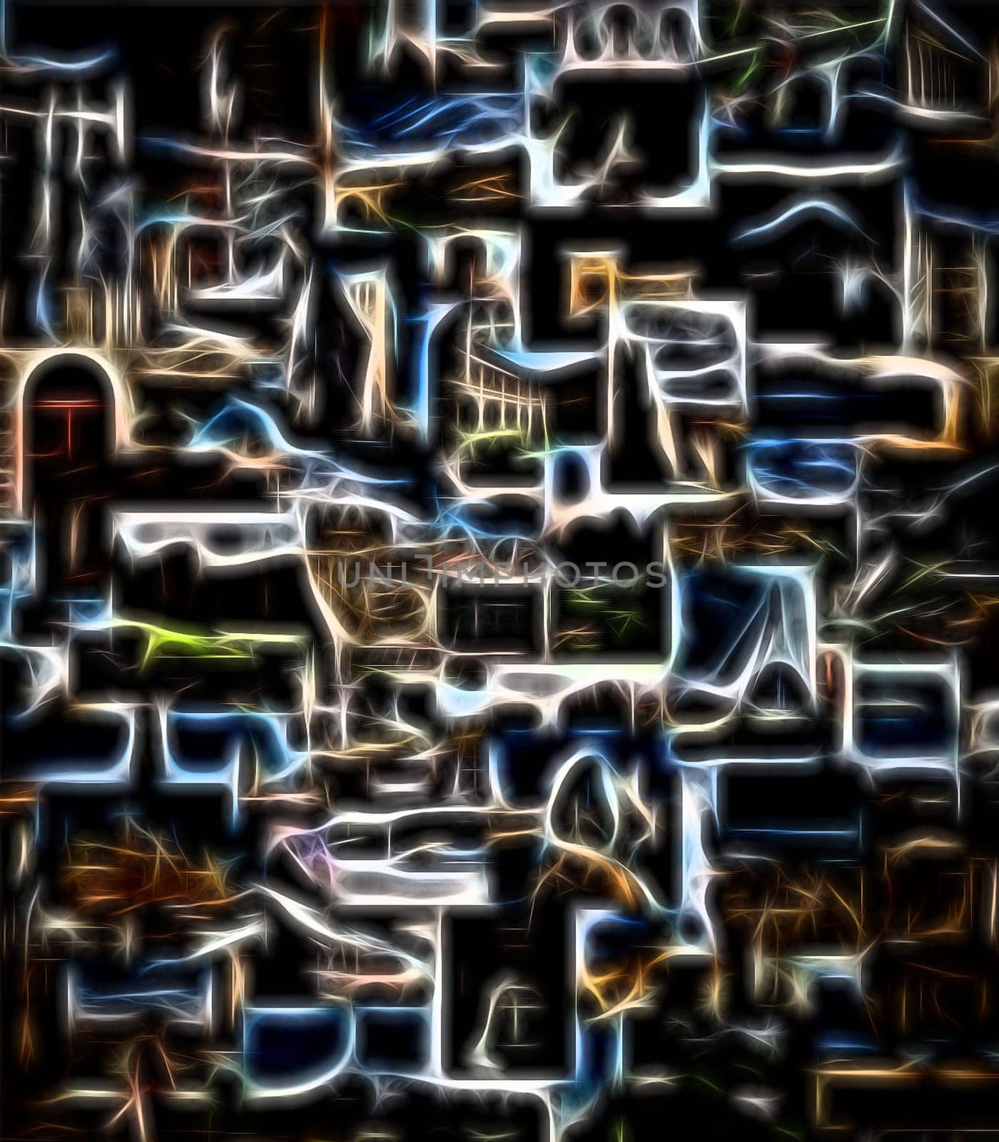 Digital manipulated image of an collage with neon effect.