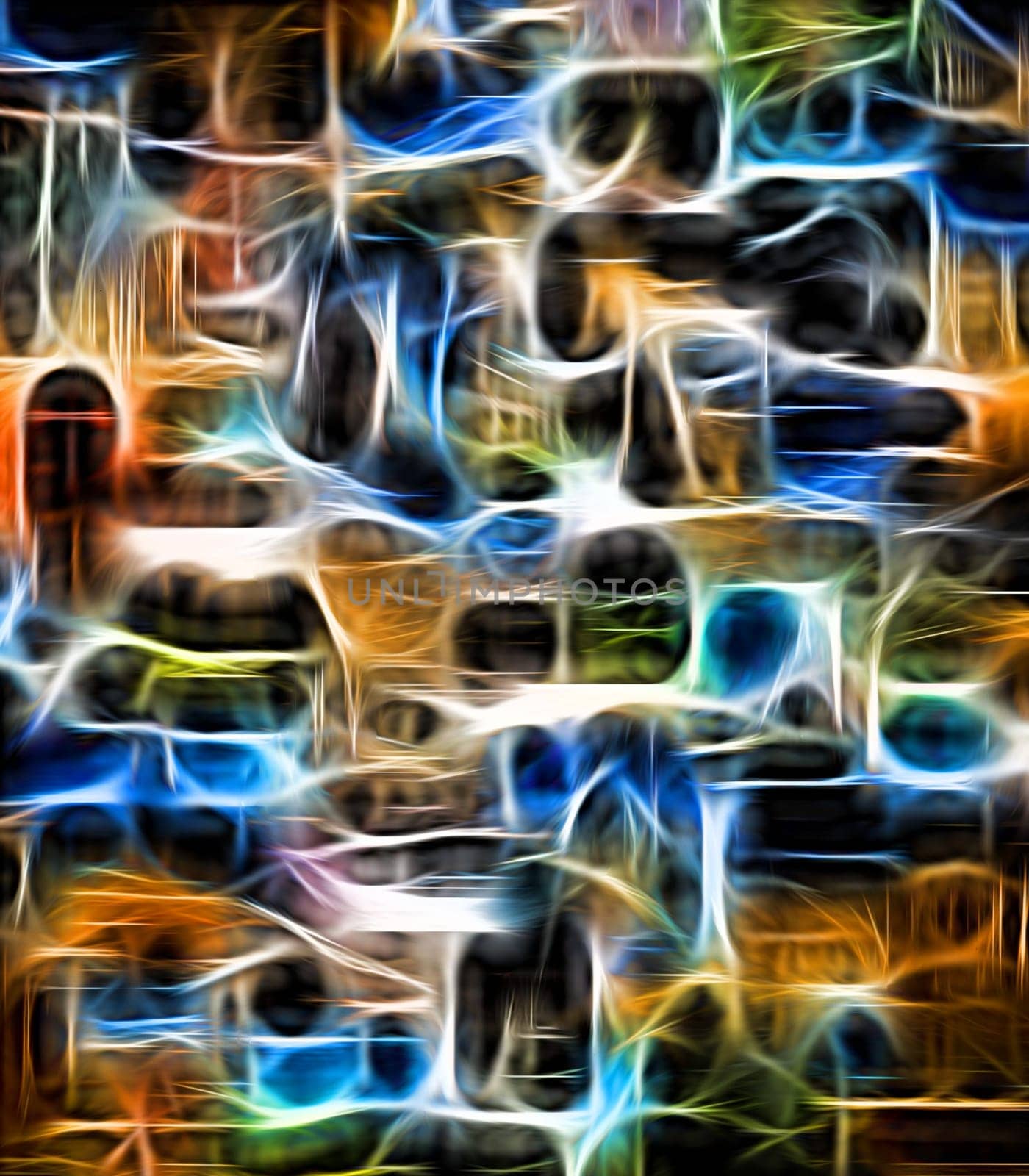Digital manipulated image of an collage with neon effect.
