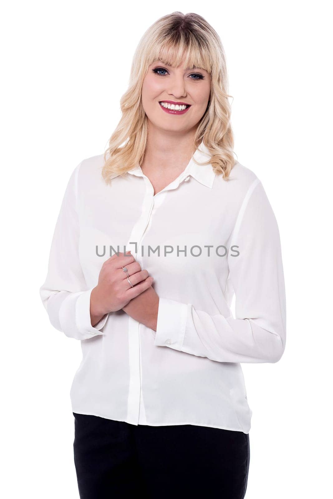 Charming corporate lady isolated on white
