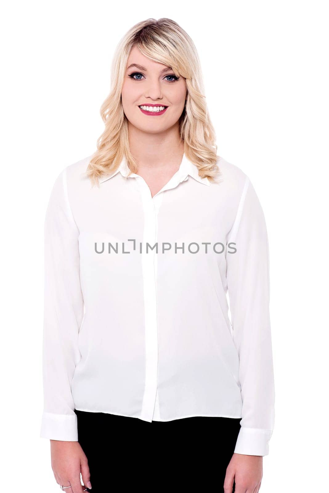 Studio shot of smiling business lady