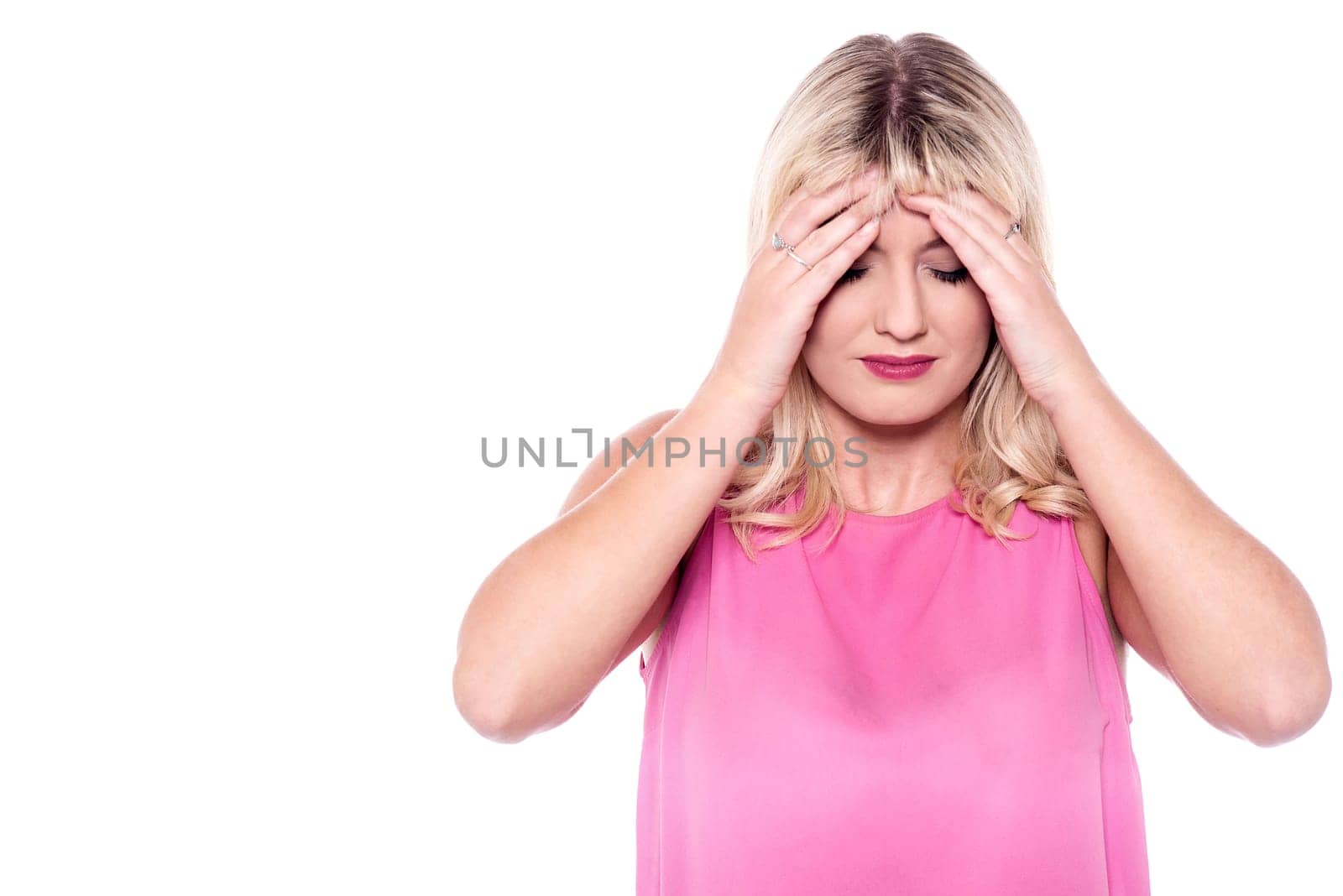 Lady suffering from severe headache